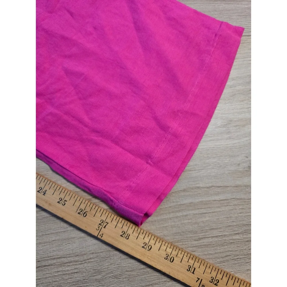 H&M Women Linen Blend Wide Leg Pants Med Pink Drawstring vacation travel beach